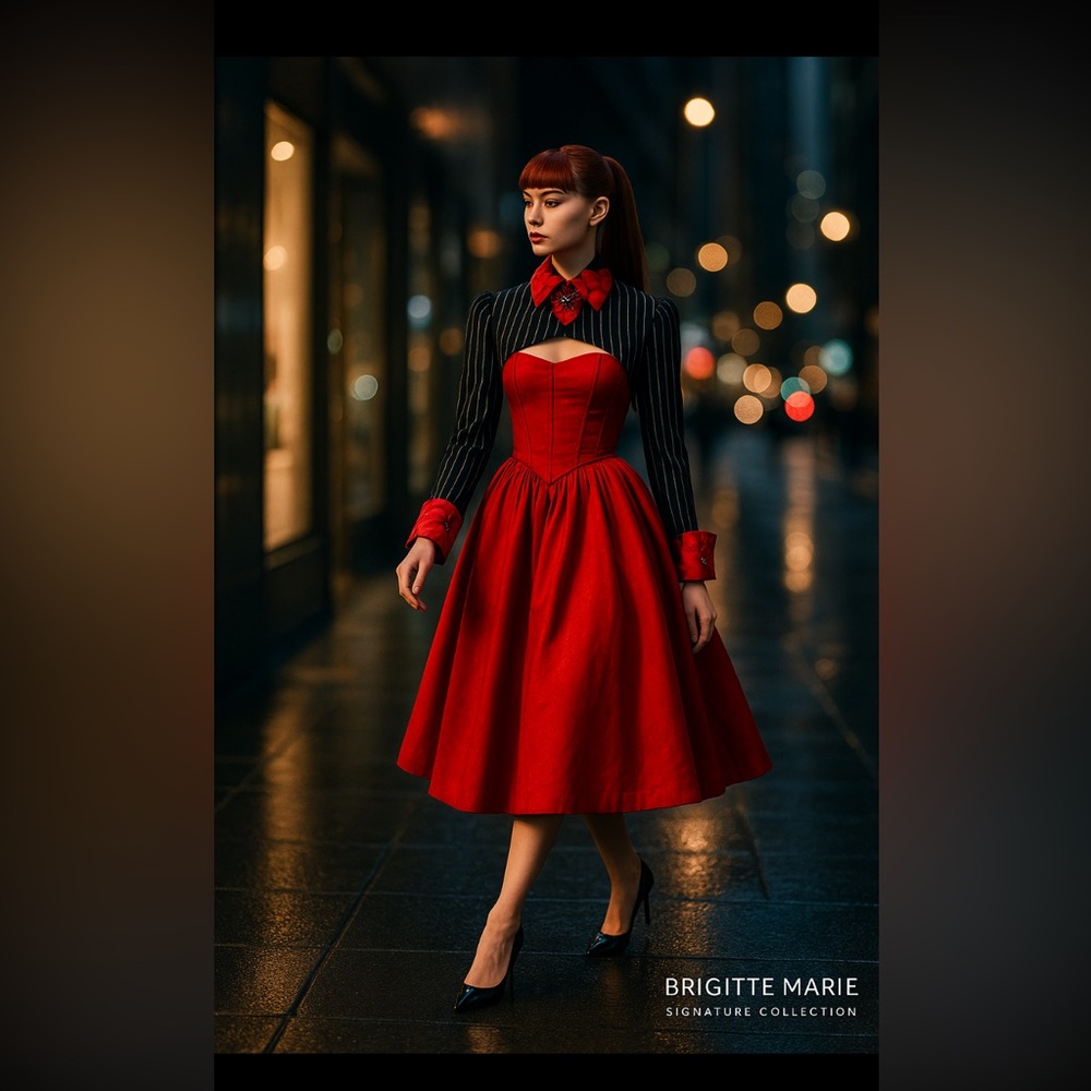 Black and Red Pinstripe Women's Blazer - Picture 7 of 14